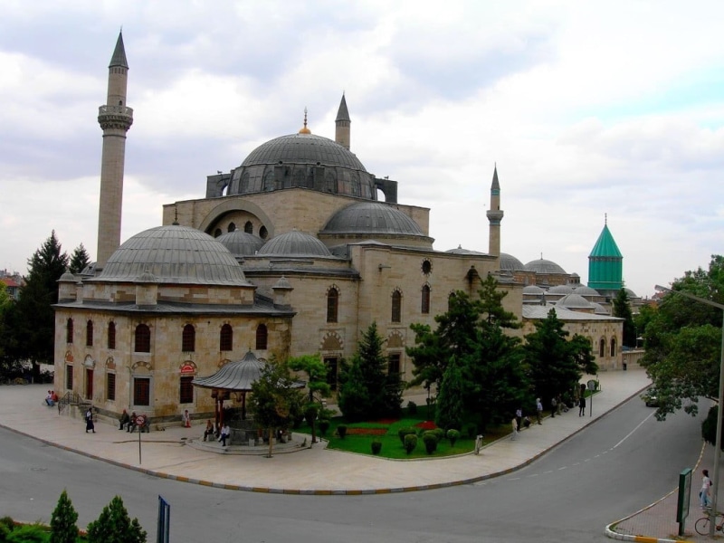 tourism, Cityscapes, concrete, blue, travel destinations, muslim, mosque, building, incidental people, konya, tower, architecture, spire, city, belief