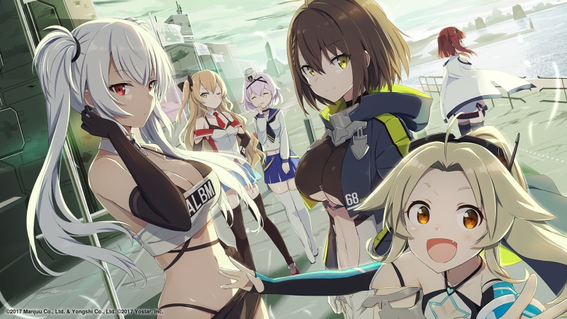 Gochou, Baltimore (Azur Lane), white thigh highs, Alabama (Azur Lane), smiling, black thigh-highs, 1080P, group of women, Azur Lane, San Juan (Azur Lane)