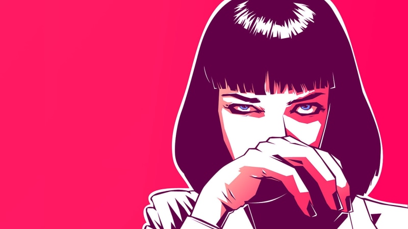 women, cartoon, females, lifestyles, Movies, young adult, body part, 1080P, hood - clothing, character, Pulp Fiction, human body part, headshot, looking at camera