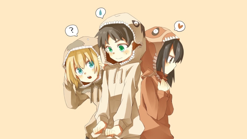 Mikasa Ackerman, cut out, animated, Attack On Titan, studio shot, art and craft, representation, Anime, copy space, disguise, Armin Arlert, toy