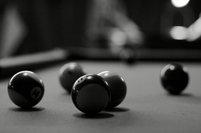 blackandwhite, ball, pool Game, balls, hobbies, playing, grayscale, pool Table, table, pool Ball, 720P, photo, leisure Games, sport, snooker, leisure Activity