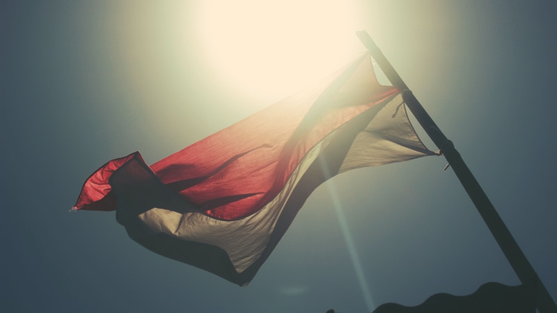 pole, nature, merah, sunlight, sky, sunny, lens flare, putih, no people, beauty in nature, tranquility, environment, national, red, 5K, patriotism, sun