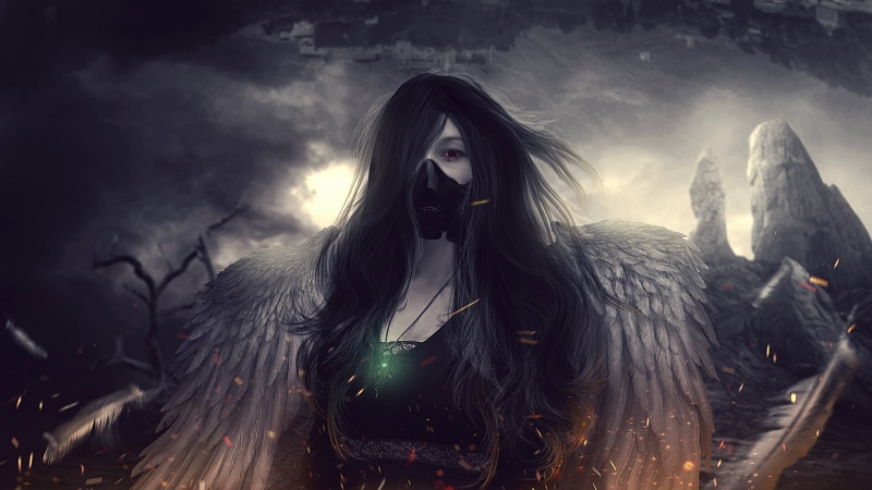 photo manipulation, MohammadKhan, Mangekyou Sharingan, Kaneki Ken, Sharingan, Queen of Pain, Lost Angel, dark, 1080P