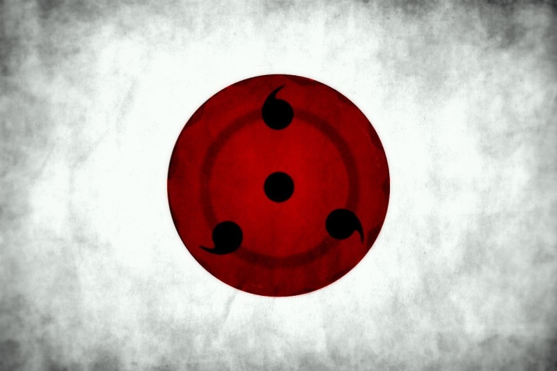 still life, directly above, wall - building feature, indoors, Uchiha clan, 720P, single object, Naruto Shippuuden, circle, close-up, cloud - sky, design
