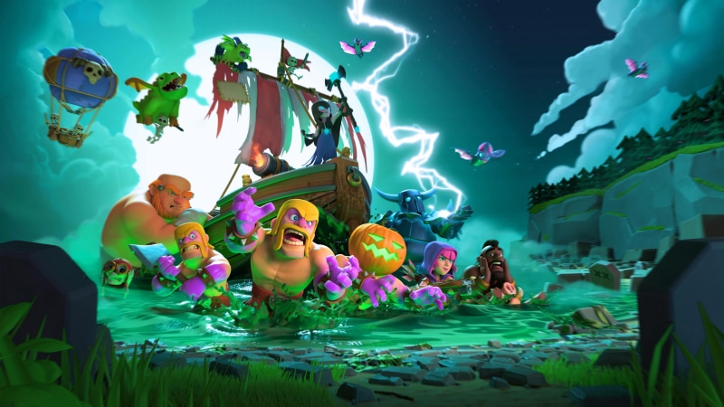 swimming pool, barbarian, waterfront, inflatable, games, supercell, people, group of people, leisure activity, 4K, outdoors, halloween, child, water, representation