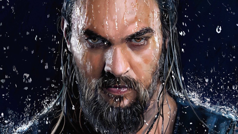 Aquaman, DC Comics, young adult, Warner Brothers, Jason Momoa, drop, beard, wet, 1080P, Justice League (2017), one person, Justice League, looking at camera