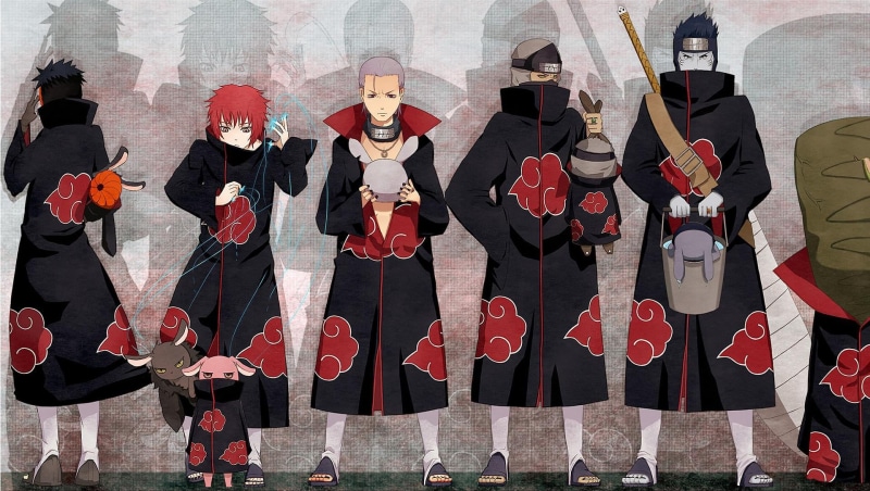 crowd, real people, city, anime, Akatsuki (Naruto Shippuuden), group, leisure activity, Naruto Shippuuden, celebration, digital, red, lifestyles, outdoors