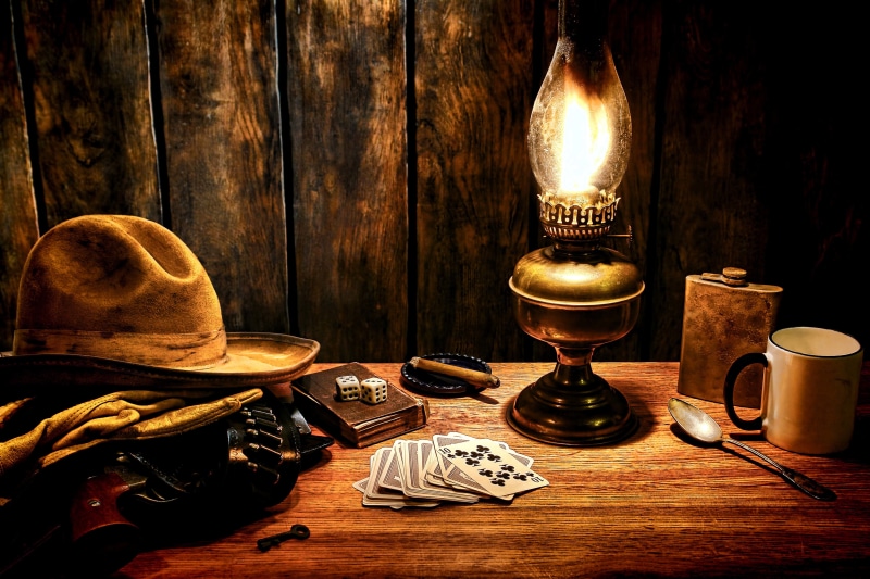 key, fire, playing cards, 5K, cubes, Western, flask, lighting equipment, bones, wood - Material, burning, mug, colt, book, food and drink, wild West, bandolier