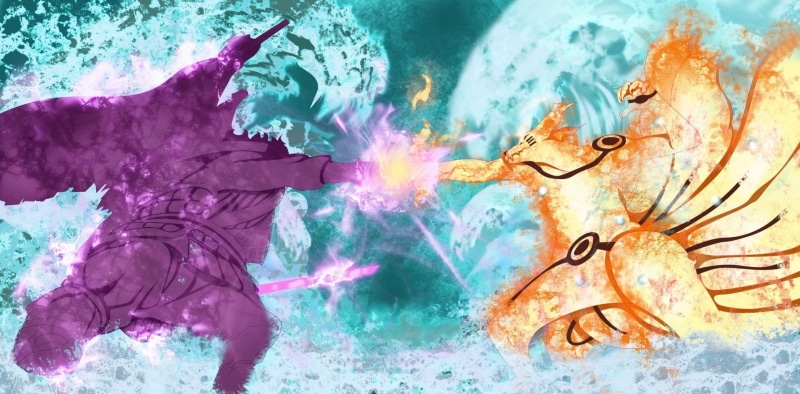 illustration, underwater, Naruto Uzumaki, water, young adult, vitality, nature, painted Image, Susanoo (Naruto), multi Colored, art, sea, Sasuke Uchiha