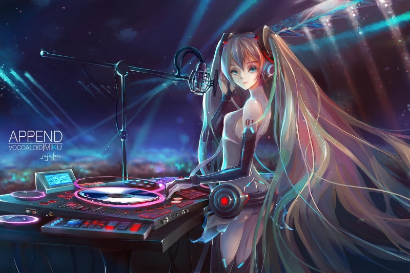 enjoyment, disco dancing, music, occupation, females, young adult, technology, adult, event, Hatsune Miku, long hair, 1080P, arts culture and entertainment