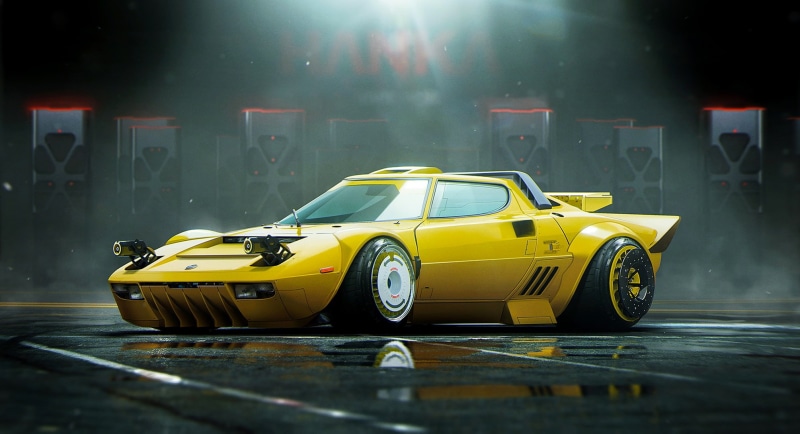 Lancia, Stratos, Tuning, by Khyzyl Saleem, 1080P, Future, Stance, Yellow