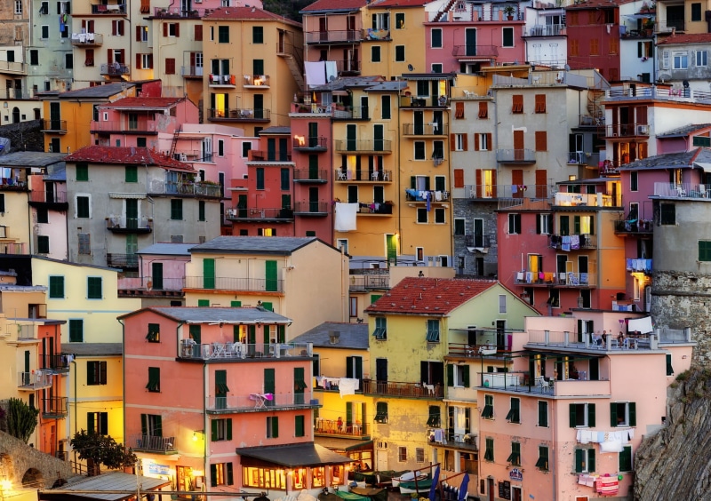 community, houses, multi colored, full frame, neighborhood, outdoors, town, house, high angle view, nature, residential district, Italy, built structure