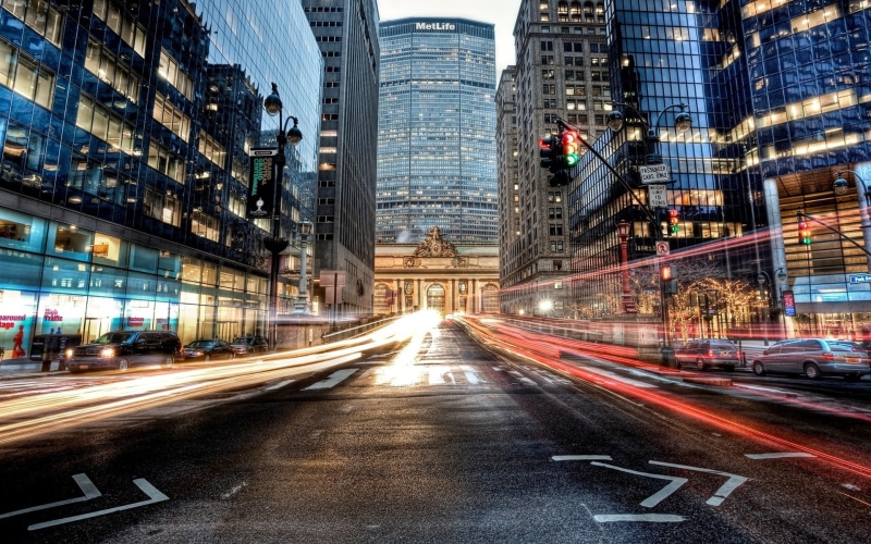 Car, New, Manhattan, 1080P, Buildings, Lights, York, Road, Skyscrapers, City, USA