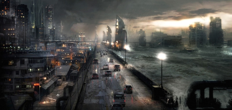 2048x975, night, cars, city, 1080P, flood, road