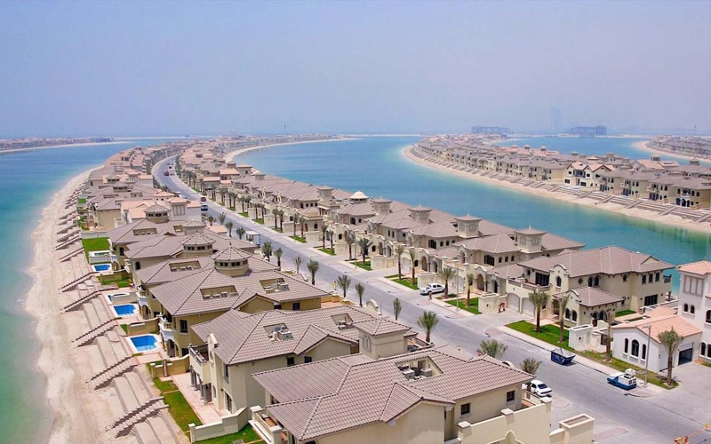 jumeirah, cars, palm, sea, city, houses, island, 720P, road, palm jumeirah, buildings