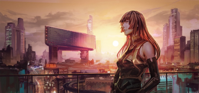 720P, sky, science fiction, ArseniXC, futuristic, artwork, skyscraper, anime girls, digital art, cityscape, city, urban