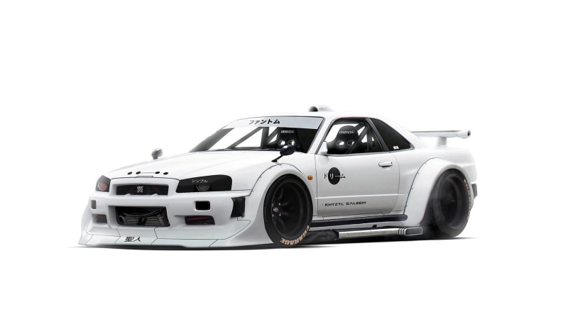 Tuning, White, 1080P, by Khyzyl Saleem, minimalism, Skyline, Nissan, Future, R34