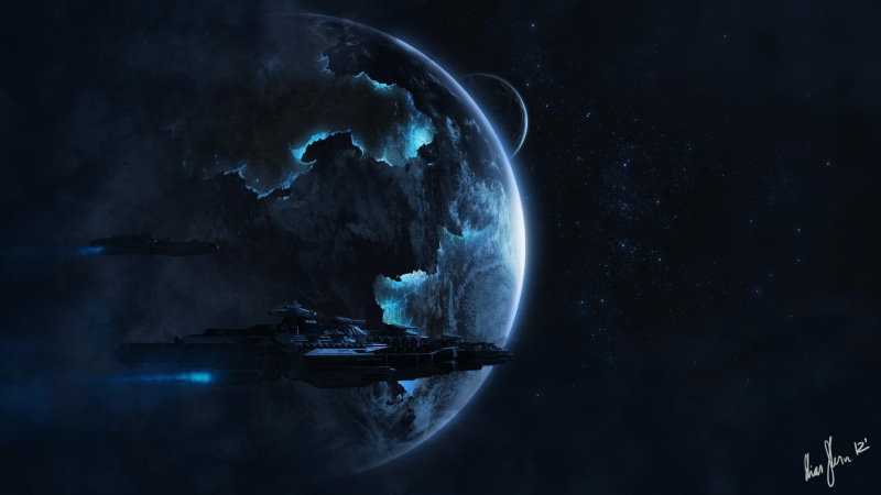 planets, 1080P, space fantasy, fantasy, space, spaceships, ships