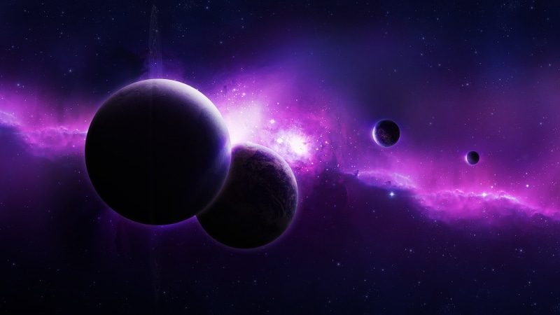 dark, black, abstract, galaxy, purple, universe, space, planets, 1080P
