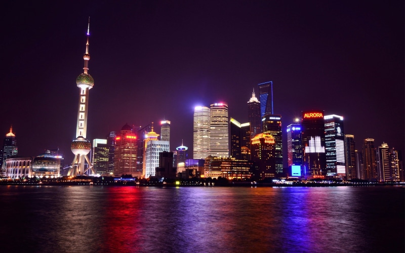 River, City, Skyscrapers, Lights, China, 2K, Shanghai, Night, Metropolis