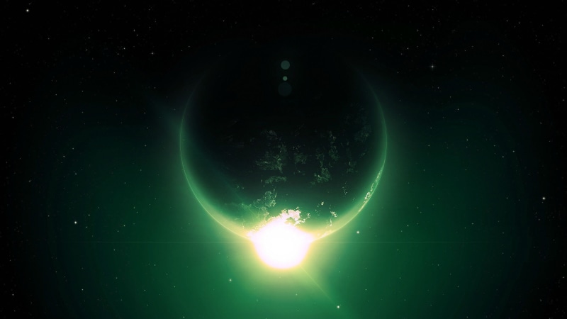 earth, green, light, planet, digital, art, space, digital art, 2K