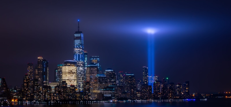 office building exterior, downtown district, remember911, metropolis, night, financial district, united states, cityscape, 4K, photo, world trade center