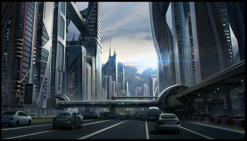 2K, sky, land vehicle, mode of transportation, vehicle, painting, cloud - sky, motor vehicle, built structure, office building exterior, machine, car