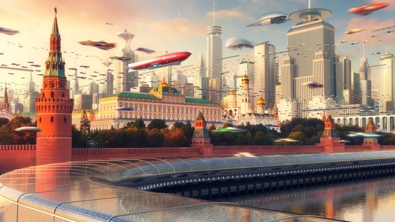 Moscow City, Skyscrapers, Evgeny Kazantsev, Legacy Mode, 1080P, Fiction, Moscow, by Evgeny Kazantsev, The city, Future, City, Architectural Visualization