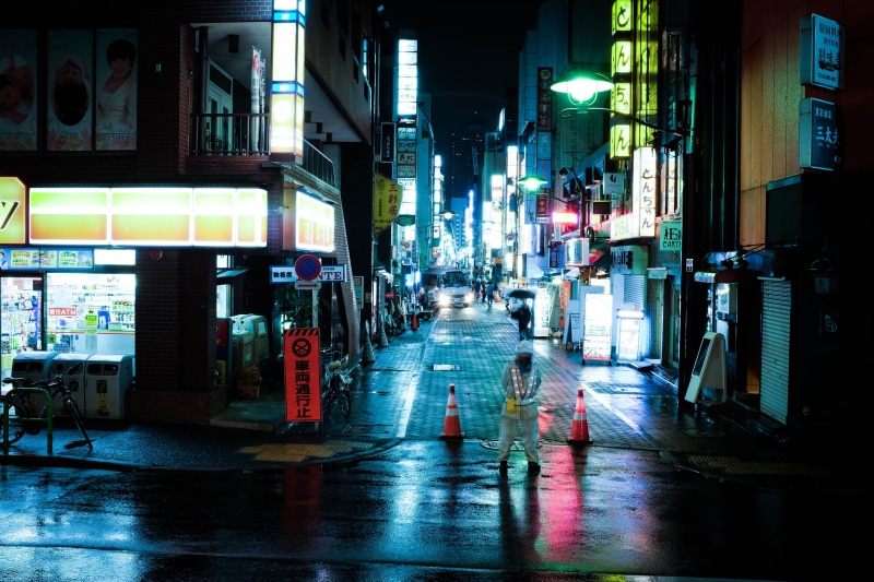 neon, street light, glow, incidental people, japan, building exterior ...