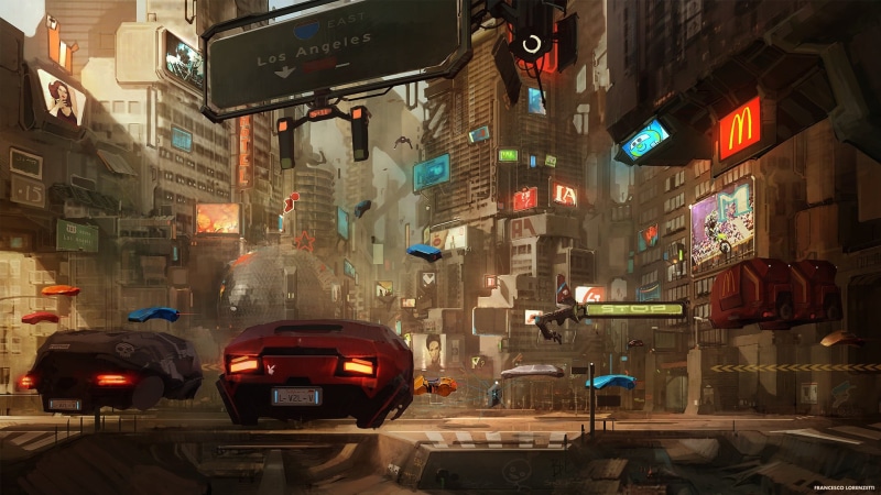 LA Cyberpunk, 1080P, The game, by Francesco Lorenzetti, Future, Concept art, Auto, Fiction, Cyberpunk, The city, Cyberpunk 2077, Francesco Lorenzetti