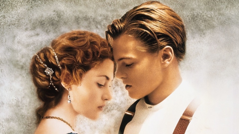 Leonardo Dicaprio, jack, positive emotion, indoors, young women, women, rose, two people, young adult, togetherness, connection, Titanic, hairstyle