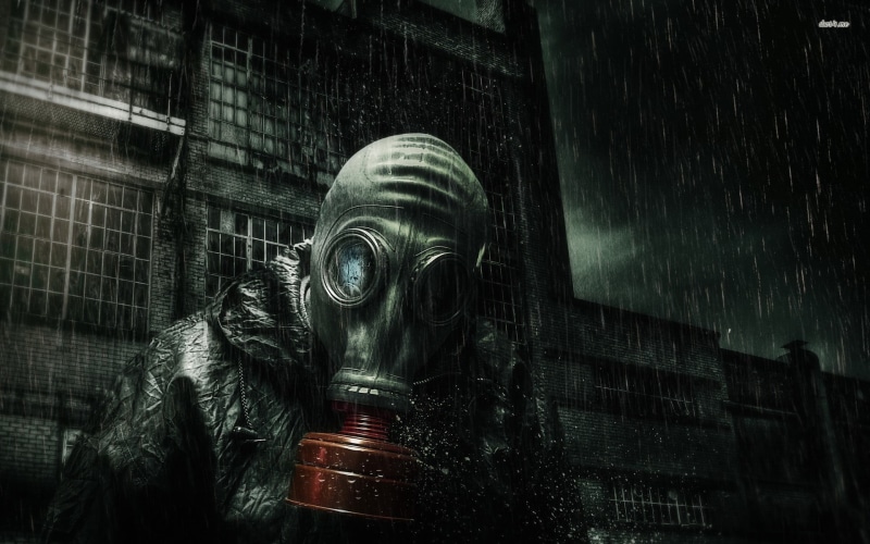 artwork, architecture, rain, male likeness, nature, apocalyptic, craft, sculpture, application, office building exterior, statue, skyscraper, water, building