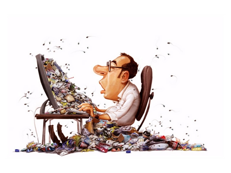 sitting, front, adult, white background, indoors, 720P, studio shot, trash, digital composite, representation, fashion, eyeglasses, computer, emotion