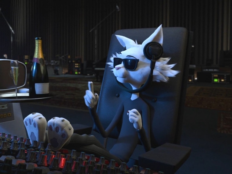mask, arts culture and entertainment, cartoon, creativity, cat, still life, wine, human representation, indoors, headphones, screen shot, 3D, clothing