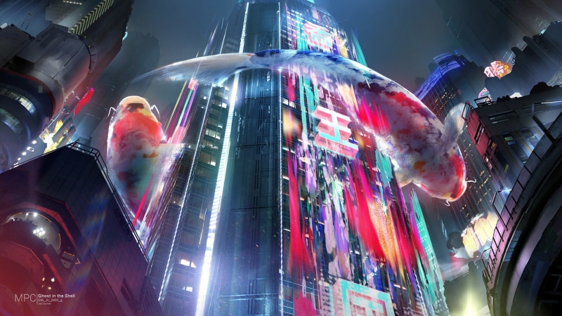Fish, Movie, Ghost in the Shell (2017), Skyscraper, Building, 1080P