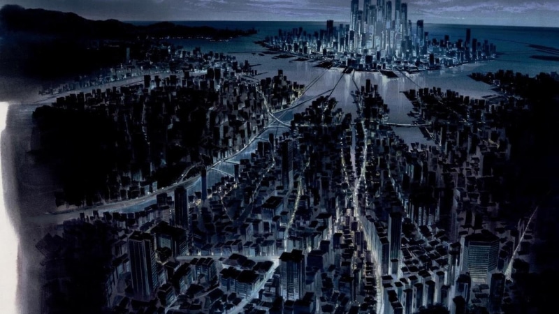 architecture, 1080P, travel destinations, city, environment, buildings, Ghost in the Shell, high angle view, built structure, landscape, nature, anime