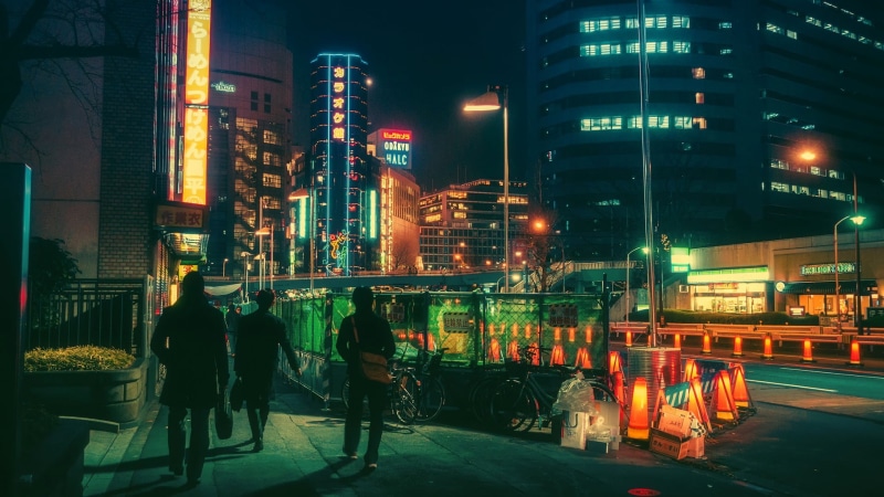 building, building exterior, real people, city, Japanese, cityscape, 1080P, built structure, standing, city life, bicycle, architecture, traffic, people