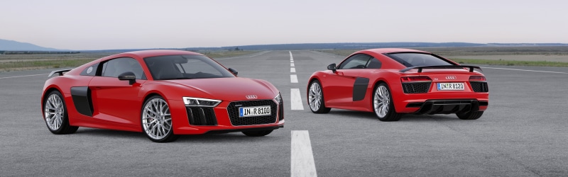 Super Car, vehicle, Audi R8 V10 Plus, Audi R8, dual monitors, Audi R8 Type 4S, red cars, front angle view, car, 4K, multiple display