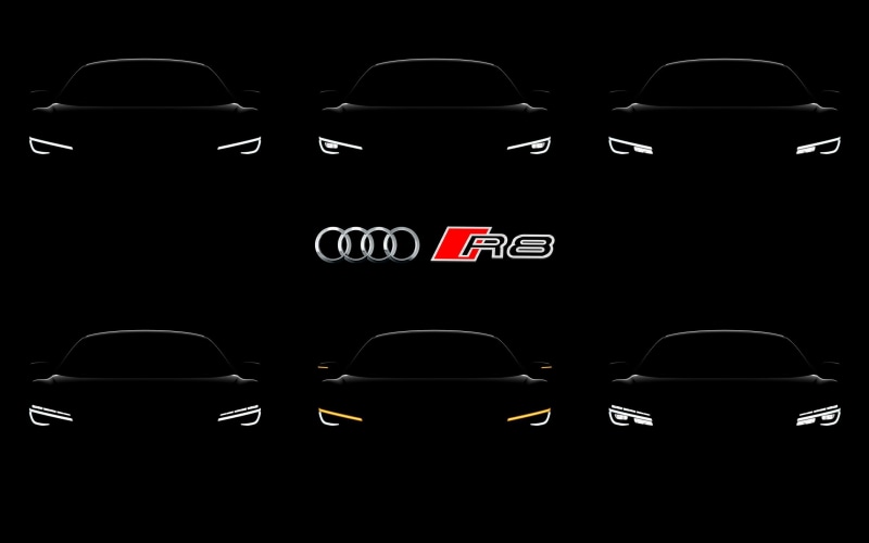 illuminated, motor vehicle, car, lights, no people, simple background, Audi, 2K, indoors, Audi R8, night, dark, mode of transportation, city, land vehicle