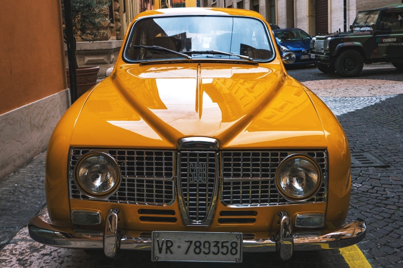 day, street, land Vehicle, Saab, retro Styled, old, close-up, city, stationary, outdoors, yellow, transportation, Classic, old-fashioned, mode of Transport