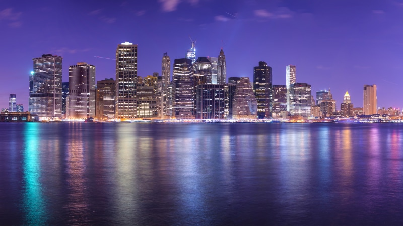 built structure, 4K, night, Cityscape, downtown district, New York City, office building exterior, landscape, outdoors, modern, travel destinations, residential district