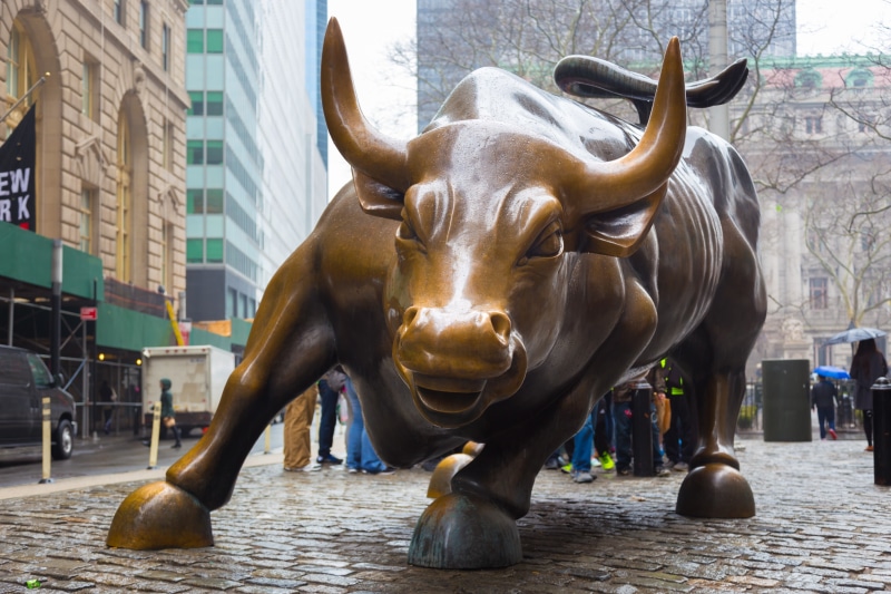 buffalo, 4K, Bowling Green Bull, Charging Bull, Manhattan, statue, 4K, Wall Street Bull, New York City, brown