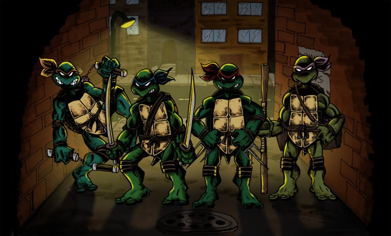  wall, backgrounds, men, Donatello, lighting equipment, glass - material, computer Graphic, creativity, war, outdoors, vector, weapon, window