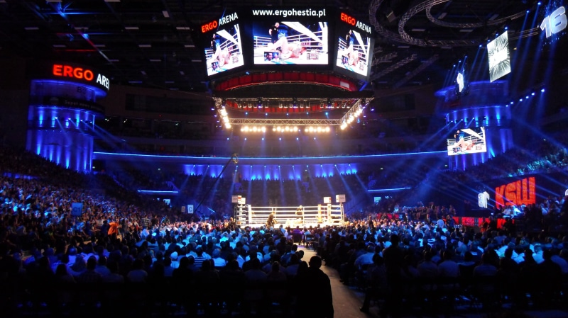 music festival, boxing, wrestling, venue, gdansk, building exterior, stage, event, audience, large group of people, lighting, stage - performance space