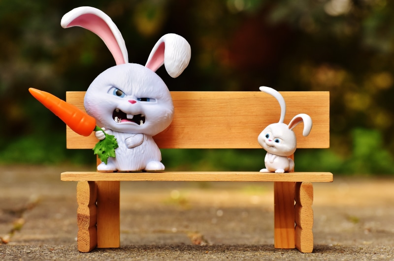 brown, rabbit - animal, easter, creativity, film character, evil, 5K, small, cute, seat, secret, wooden, hare, pets, animal themes, representation, day