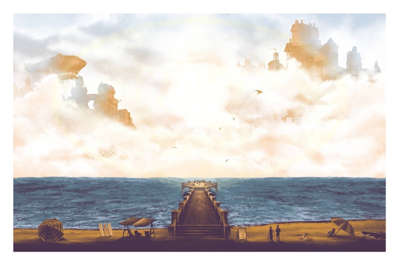 horizon over water, tranquil scene, scenics - nature, nature, 1080P, BioShock, day, tranquility, water, sea, architecture, land, no people, auto post production filter