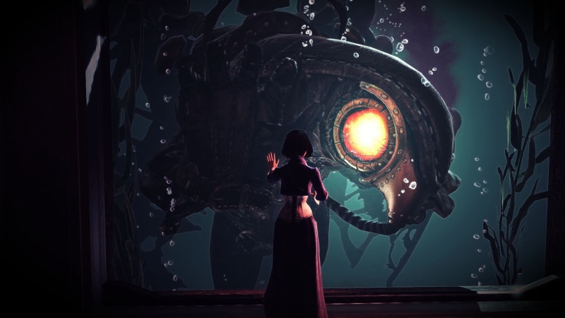 Songbird (BioShock), lifestyles, stage, illuminated, technology, light, video games, lighting equipment, 1080P, three quarter length, real people, indoors