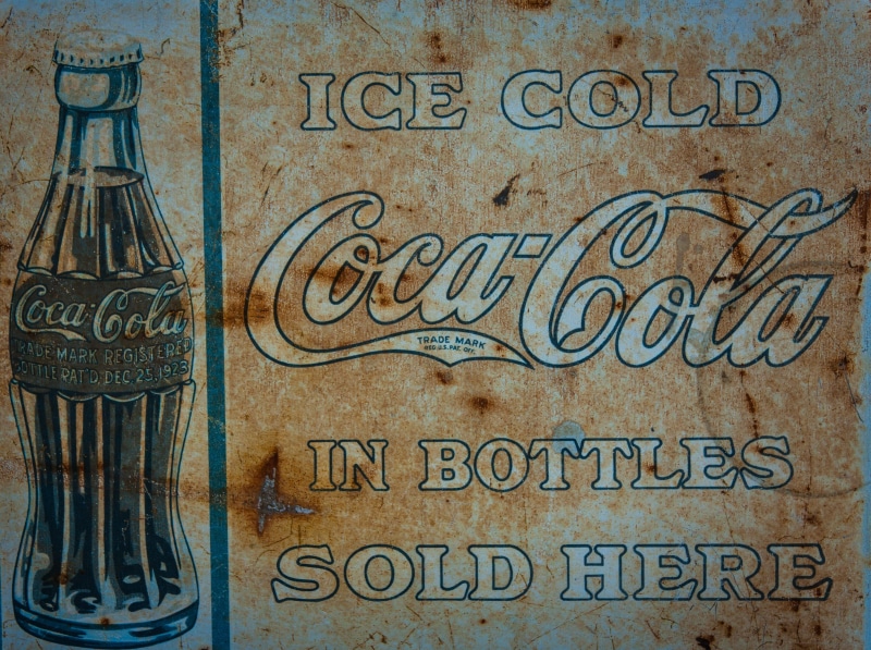 brown, refreshment, sign, drink, paper, cold, western script, full frame, Coca Cola, bottles, white, Nostalgia, cola, beverage, art and craft, emotion