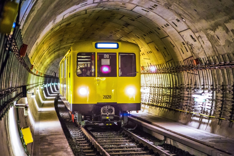 illuminated, subway system, modern, train, underground, architecture, public transportation, concrete, locomotive, built structure, urban, berlin, train tracks