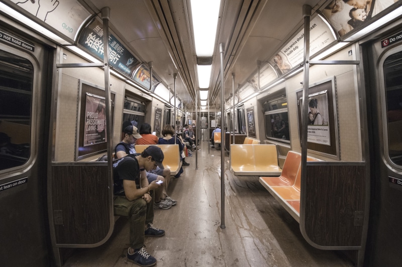 vehicle seat, united states, passenger, transport, passenger train, subway train, public, public transportation, new york, station, train, transit, real people